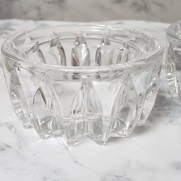 Princess House MCM Vintage Set 2 Clear Crystal Faceted Tea Light Candle Holders - Picture 7 of 10